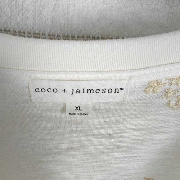 Coco & Jaimeson Off White Beige Embroidered Peplum Top Women’s XL NEW - Picture 6 of 9